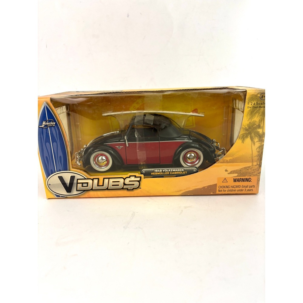 Jada V-DUBS 1949 VW Volkswagen Hebmuller Cabriolet 1:24 Diecast Surfboard
